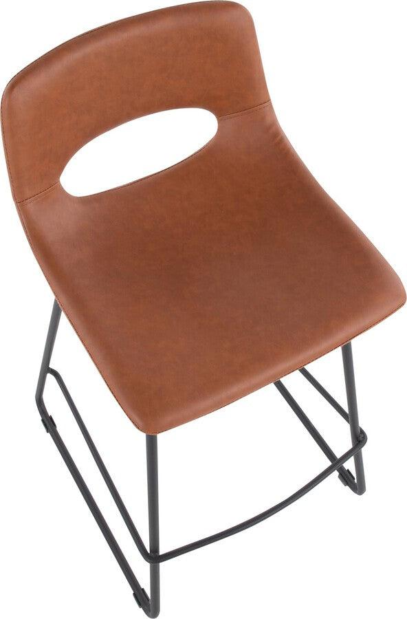 Lumisource Barstools - Robbi Counter Stool In Black Steel & Camel Faux Leather (Set of 2)