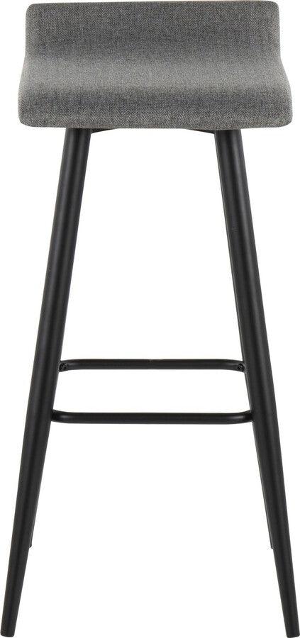 Lumisource Barstools - Ale Bar Stool In Black Steel & Grey Fabric (Set of 2)