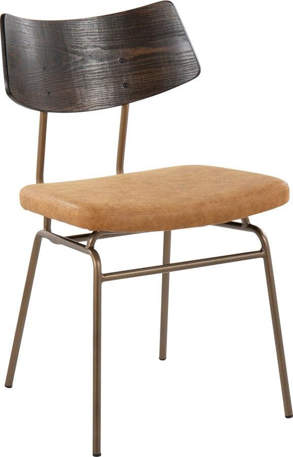 Lumisource Accent Chairs - Walker Chair In Antique Copper Metal, Mustard Yellow Faux Leather, & Walnut Wood (Set of 2)