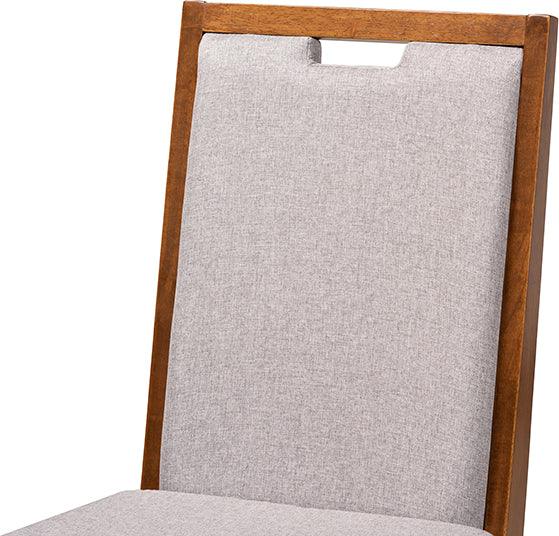 Wholesale Interiors Dining Sets - Rosa Grey Fabric Upholstered and Walnut Brown Finished Wood 7-Piece Dining Set