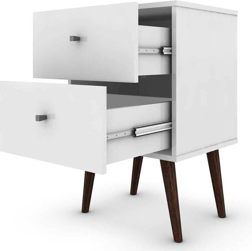 Manhattan Comfort Nightstands & Side Tables - Liberty Mid-Century - Modern Nightst& 2.0 White