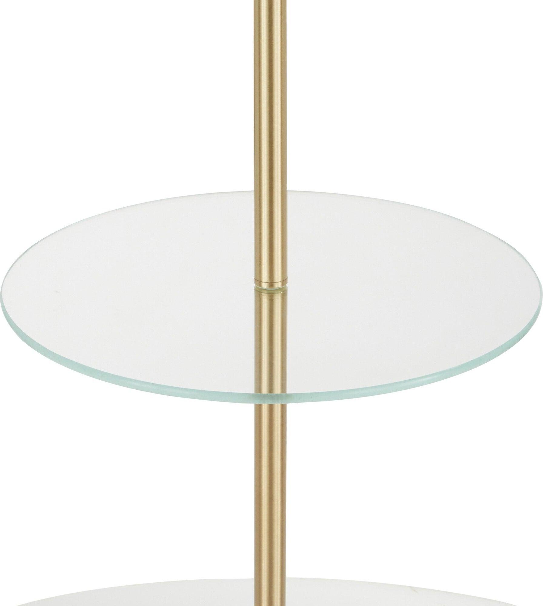 Lumisource Floor Lamps - Chloe Shelf Floor Lamp White Marble & Gold & White