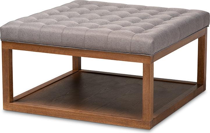 Wholesale Interiors Ottomans & Stools - Alvere Modern and Contemporary Grey Fabric Walnut Cocktail Ottoman