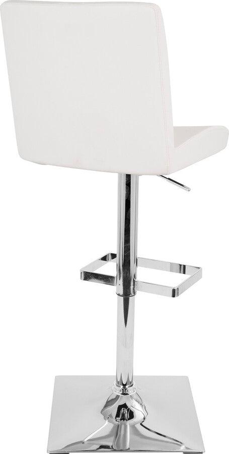 Lumisource Barstools - Captain Contemporary Adjustable Barstool with Swivel in White Faux Leather