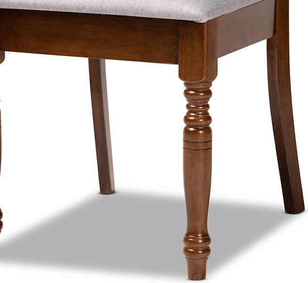 Wholesale Interiors Dining Chairs - Lucie Grey Fabric Upholstered and Walnut Brown Finished Wood 4-Piece Dining Chair Set