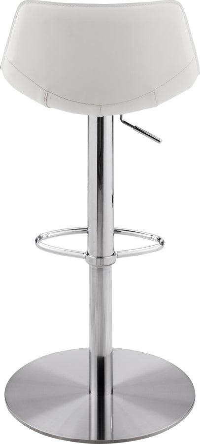 Euro Style Barstools - Rudy Adjustable Swivel Bar/Counter Stool in White with Brushed Stainless Steel Base