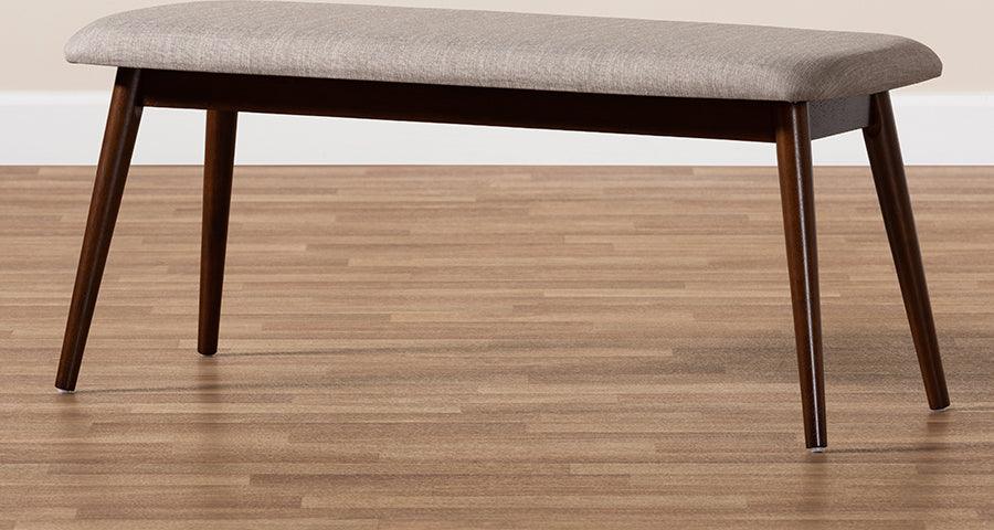 Wholesale Interiors Benches - Flora Light Grey Walnut Wood Dining Bench