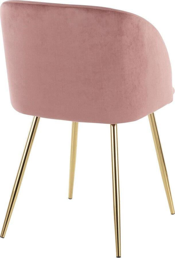Lumisource Dining Chairs - Fran Contemporary Chair in Gold Metal and Pink Velvet - Set of 2