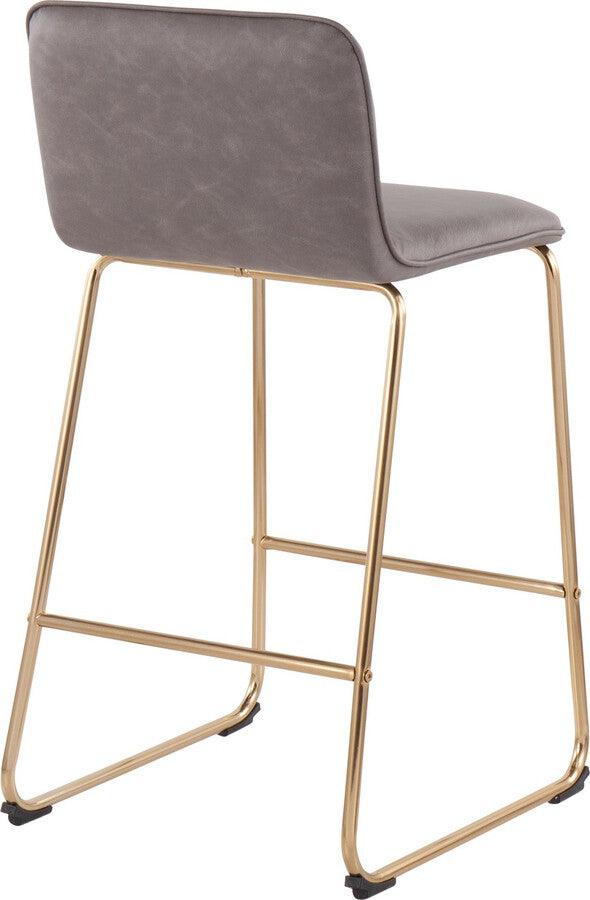 Lumisource Barstools - Casper Fixed-Height Contemporary Counter Stool in Gold Metal and Grey Faux Leather - Set of 2