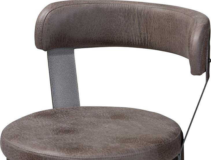 Wholesale Interiors Barstools - Arcene Rustic and Industrial Antique Grey Fabric 2-Piece Swivel Bar Stool Set