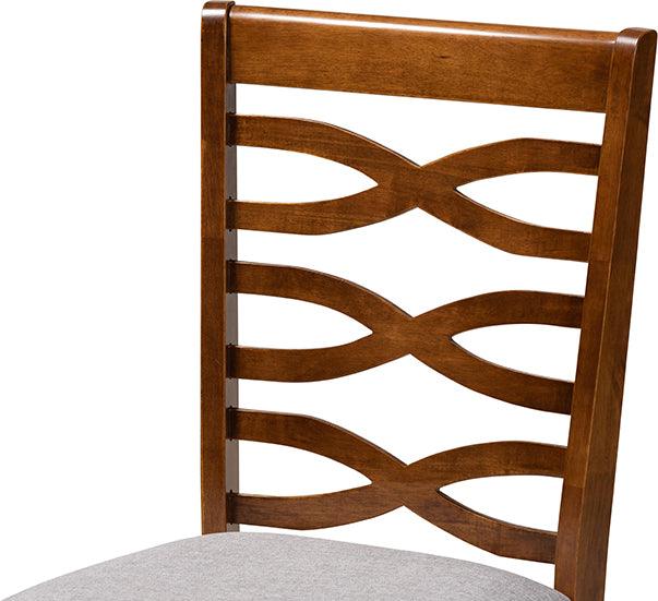 Wholesale Interiors Dining Sets - Aspen Grey Fabric Upholstered and Walnut Brown Finished Wood 5-Piece Dining Set