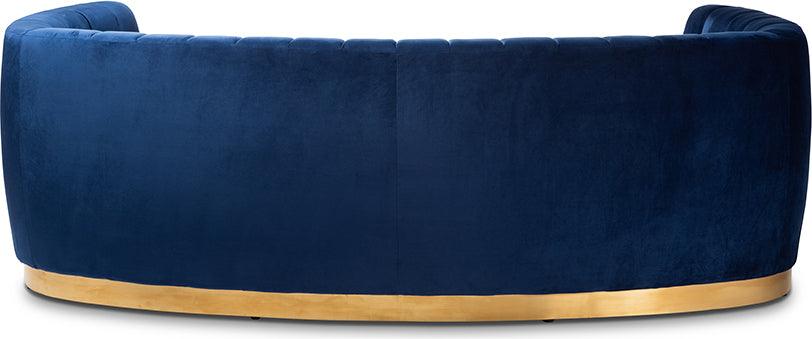 Wholesale Interiors Sofas & Couches - Milena Glam Royal Blue Velvet Fabric Upholstered Gold-Finished Sofa