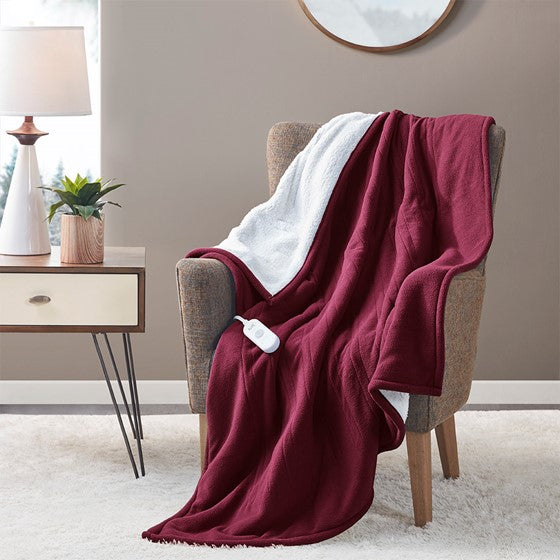 Olliix.com Heated Blankets - Heated Throw Burgundy