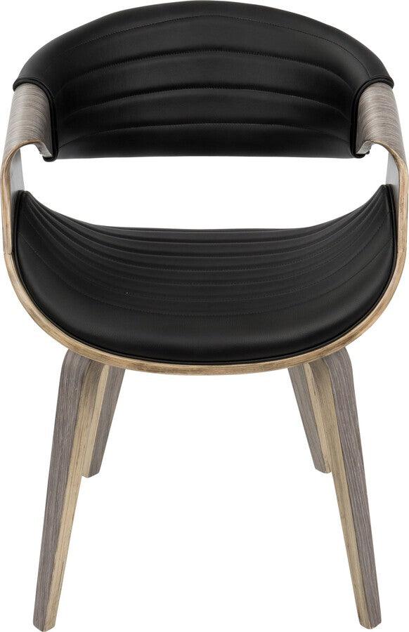 Lumisource Dining Chairs - Symphony Mid-Century Modern Dining/Accent Chair in Light Grey Wood and Black Faux Leather