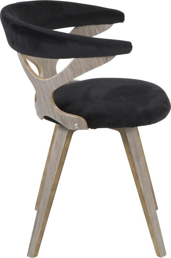 Lumisource Dining Chairs - Gardenia Mid-Century Modern Dining/Accent Chair with Swivel in Light Grey Wood & Black Velvet