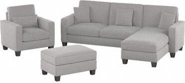 Bush Business Furniture Living Room Sets - Stockton 102W Sectional Couch with Reversible Chaise Lounge Set Light Gray Microsuede