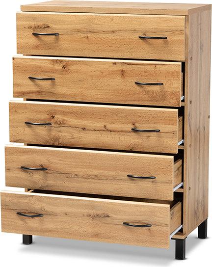 Wholesale Interiors Chest of Drawers - Maison Oak Brown Finished Wood 5-Drawer Storage Chest