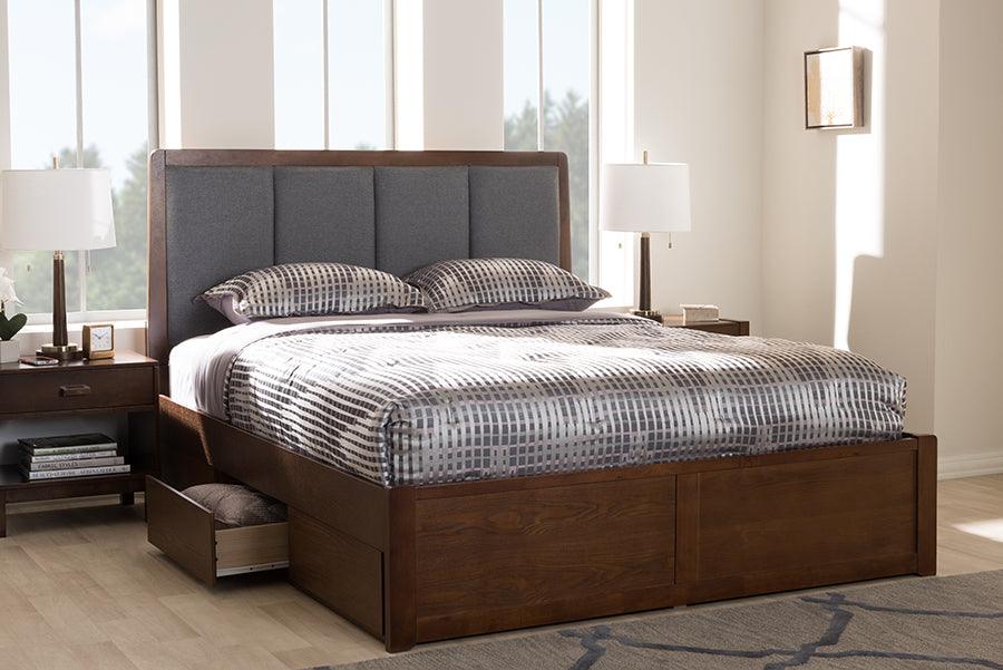 Wholesale Interiors Beds - Brannigan Queen Storage Bed Gray & Walnut Brown