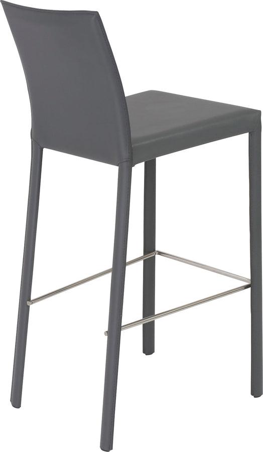 Euro Style Barstools - Hasina Bar Stool in Gray with Polished Stainless Steel Legs - Set of 2