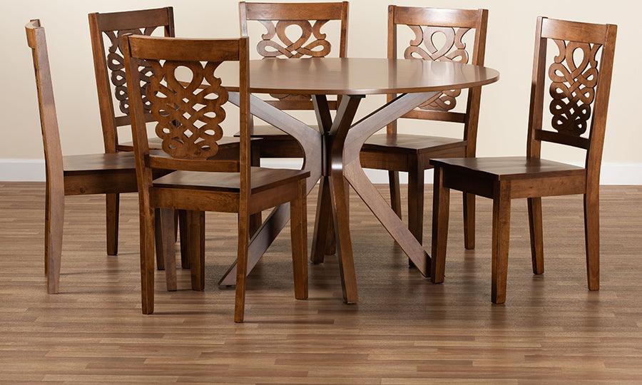Wholesale Interiors Dining Sets - Liese Walnut Brown Finished Wood 7-Piece Dining Set