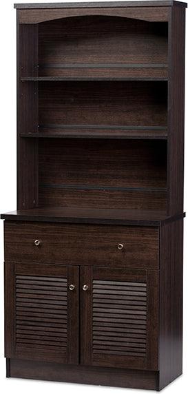 Wholesale Interiors Kitchen Storage & Organization - Agni Modern and Contemporary Dark Brown Buffet and Hutch Kitchen Cabinet