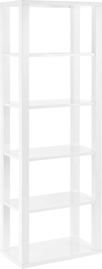 Euro Style Bookcases & Display Units - Tresero 24-Inch Shelving Unit in High Gloss White