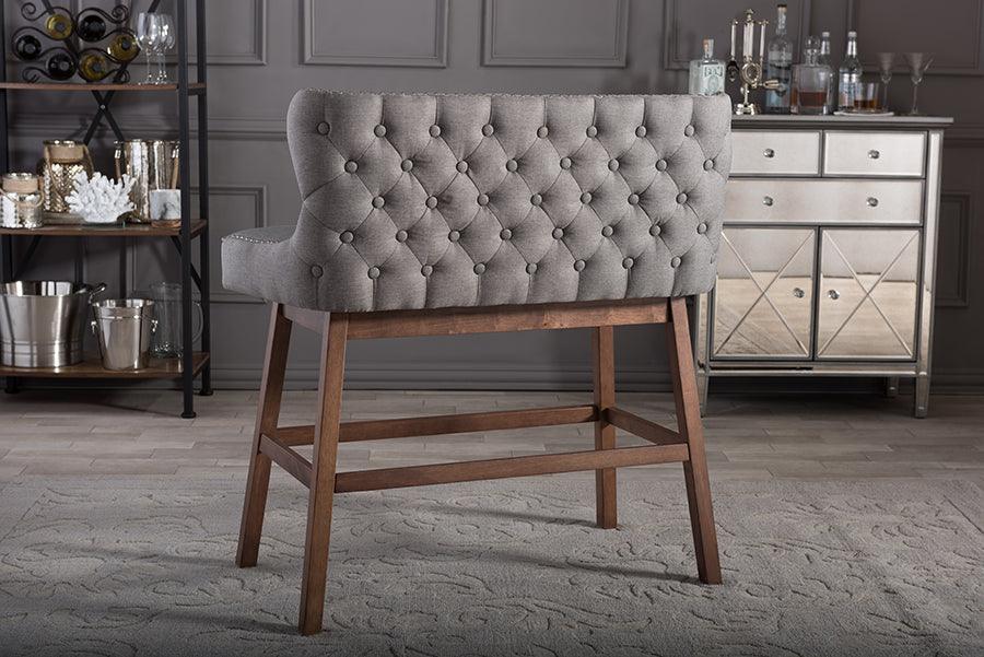Wholesale Interiors Barstools - Gradisca Button-tufted Upholstered Bar Bench Banquette Grey