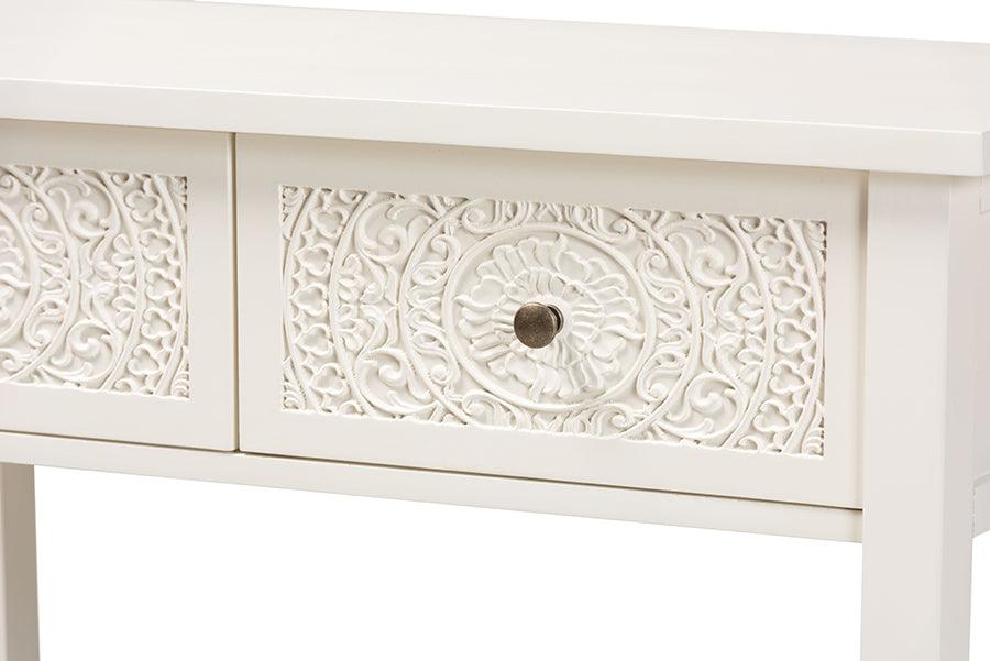Wholesale Interiors Consoles - Lambert Classic and Traditional White Finished Wood 2-Drawer Console Table