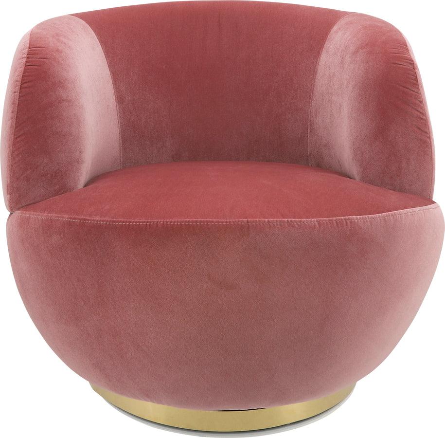 Sagebrook Home Accent Chairs - Velveteen Swivel Chair With Gold Base, Pink