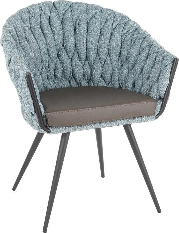 Lumisource Accent Chairs - Braided Matisse Chair 31" Gray PU & Blue Fabric