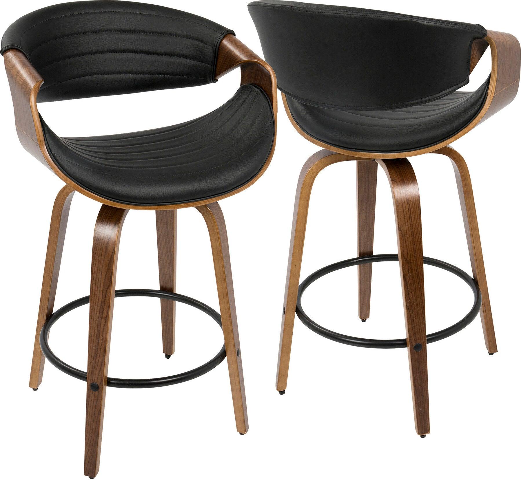 Lumisource Barstools - Symphony Counter Stool Walnut & Black (Set of 2)