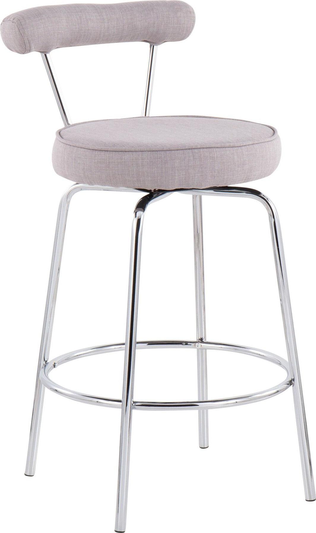 Lumisource Barstools - Rhonda Counter Stool Chrome & Light Gray (Set of 2)