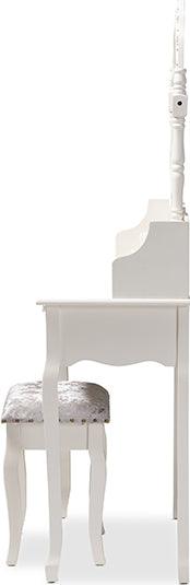 Wholesale Interiors Bathroom Vanity - Veronique Traditional French Provincial White Finished Wood 2-Piece Vanity Table with