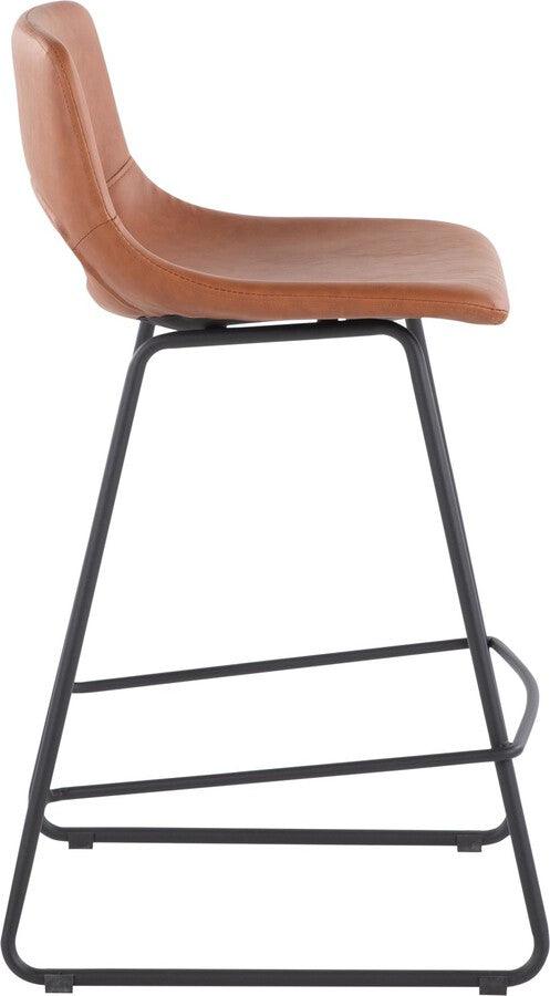 Lumisource Barstools - Robbi Counter Stool In Black Steel & Camel Faux Leather (Set of 2)