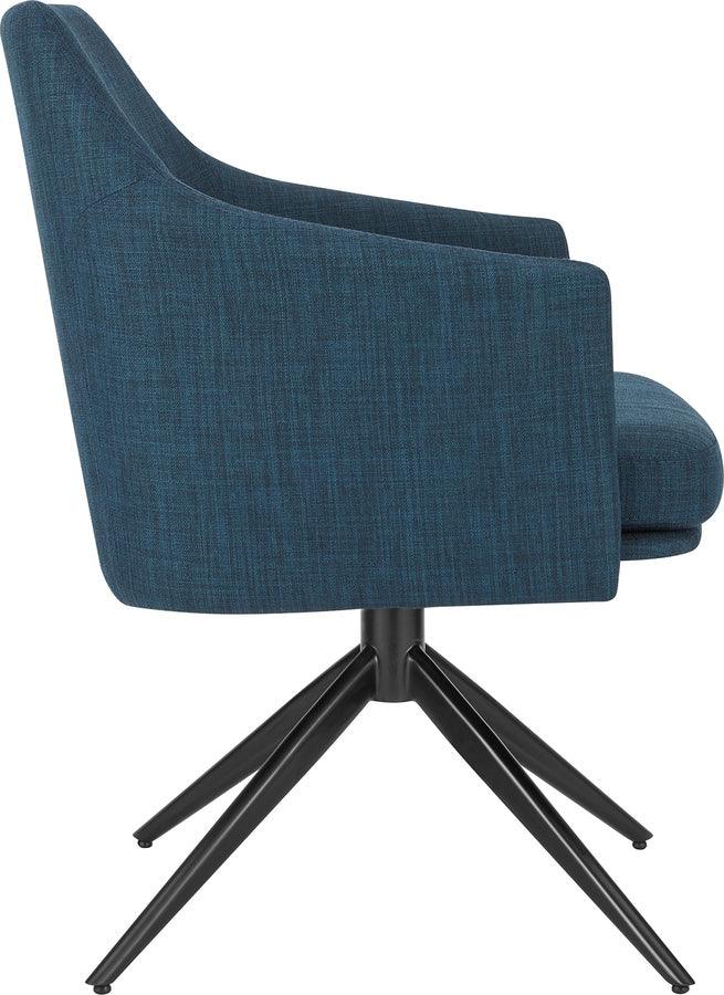 Euro Style Dining Chairs - Signa Armchair in Blue Fabric with Black Steel Base