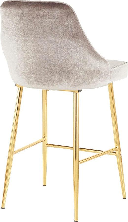 Lumisource Barstools - Marcel Contemporary/Glam Counter Stool in Gold Metal and Silver Velvet - Set of 2