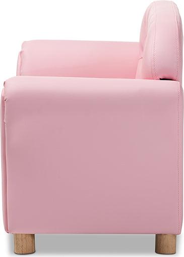 Wholesale Interiors Loveseats - Gemma Modern and Contemporary Pink Faux Leather 2-Seater Kids Loveseat