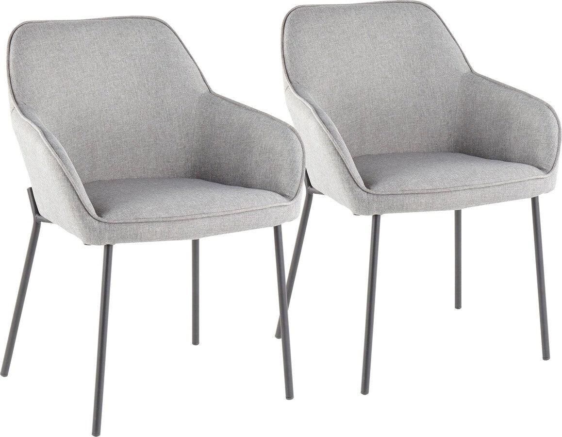 Lumisource Dining Chairs - Daniella Contemporary Dining Chair in Black Metal & Grey Fabric - Set of 2