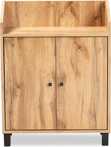 Wholesale Interiors Shoe Storage - Rossin Oak Brown Finished Wood 2-Door Entryway Shoe Storage Cabinet with Top Shelf