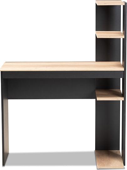 Wholesale Interiors Desks - Callahan Modern and Contemporary Two-Tone Dark Grey and Oak Finished Wood Desk with Shelves