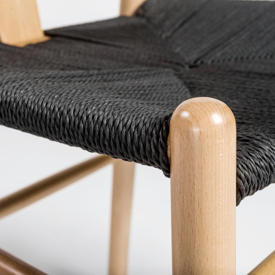 Euro Style Dining Chairs - Evelina Side Chair with Natural Stained Framed and Black Rush Seat - Set of 2