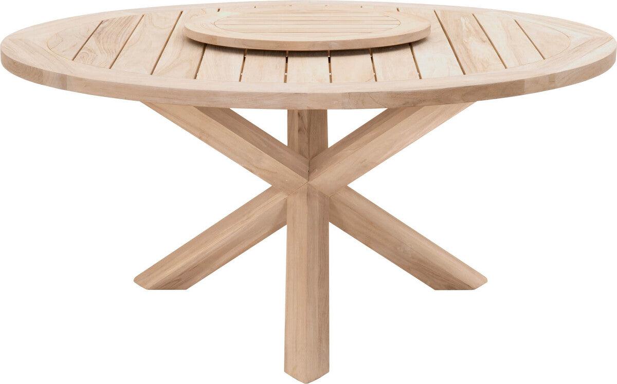Essentials For Living Outdoor Dining Tables - Boca Outdoor Lazy Susan Gray Teak