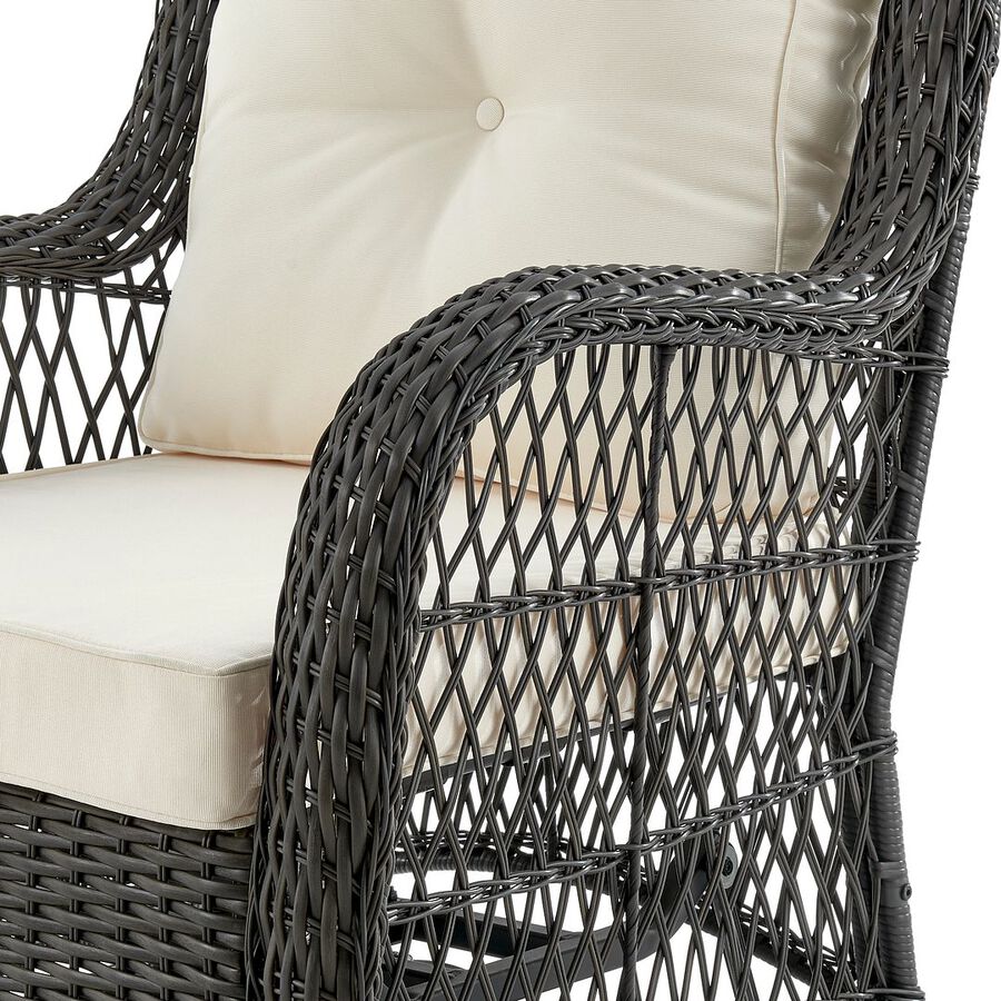 Manhattan Comfort Outdoor Conversation Sets - Fruttuo Patio 2- Person Seating Group with End Table with Cream Cushions