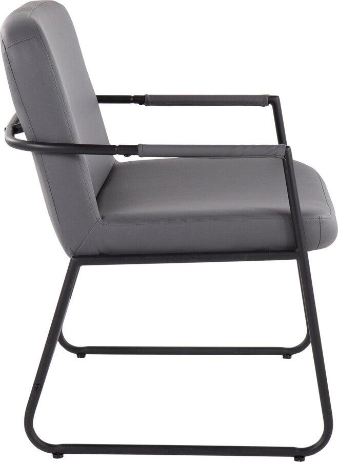 Lumisource Accent Chairs - Duke Contemporary Accent Chair In Black Steel & Grey Faux Leather