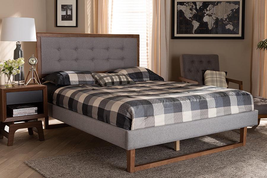 Wholesale Interiors Beds - Livinia Queen Bed Light Gray & Ash walnut