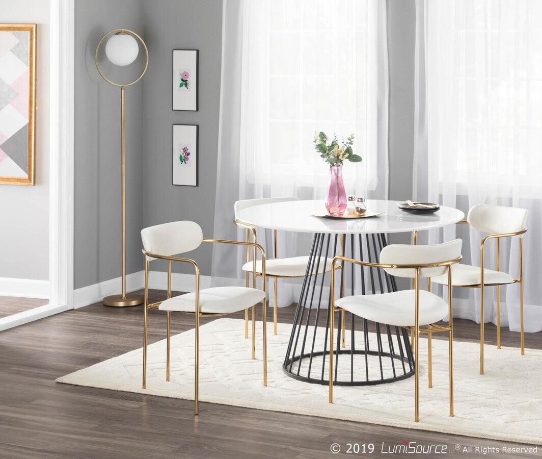 Lumisource Dining Chairs - Demi Contemporary Chair in Gold Metal & Cream Velvet - Set of 2