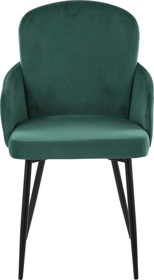 Lumisource Dining Chairs - Dahlia Contemporary Dining Chair In Black Metal & Green Velvet With Gold Accent (Set of 2)