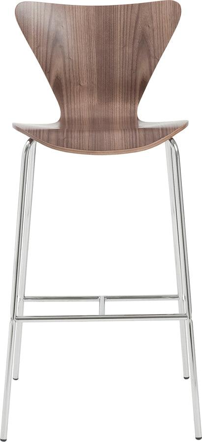 Euro Style Barstools - Tendy Bar Stool in American Walnut with Chrome Legs - Set of 4