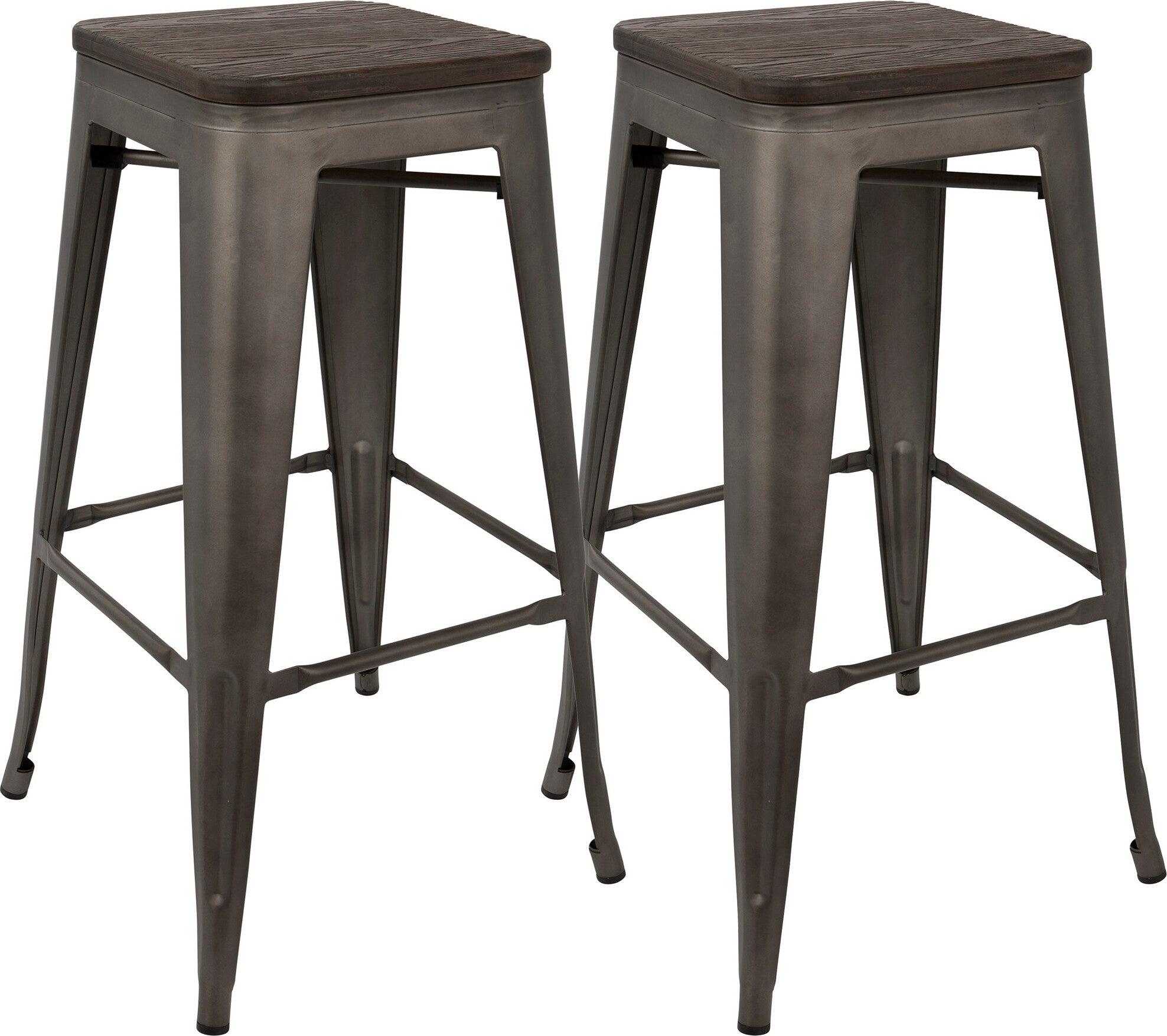 Lumisource Barstools - Oregon Barstool Dark Espresso & Antique Finish (Set of 2)