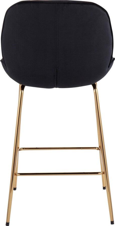 Lumisource Barstools - Diva /Glam Counter Stool In Gold Steel & Black Velvet (Set of 2)